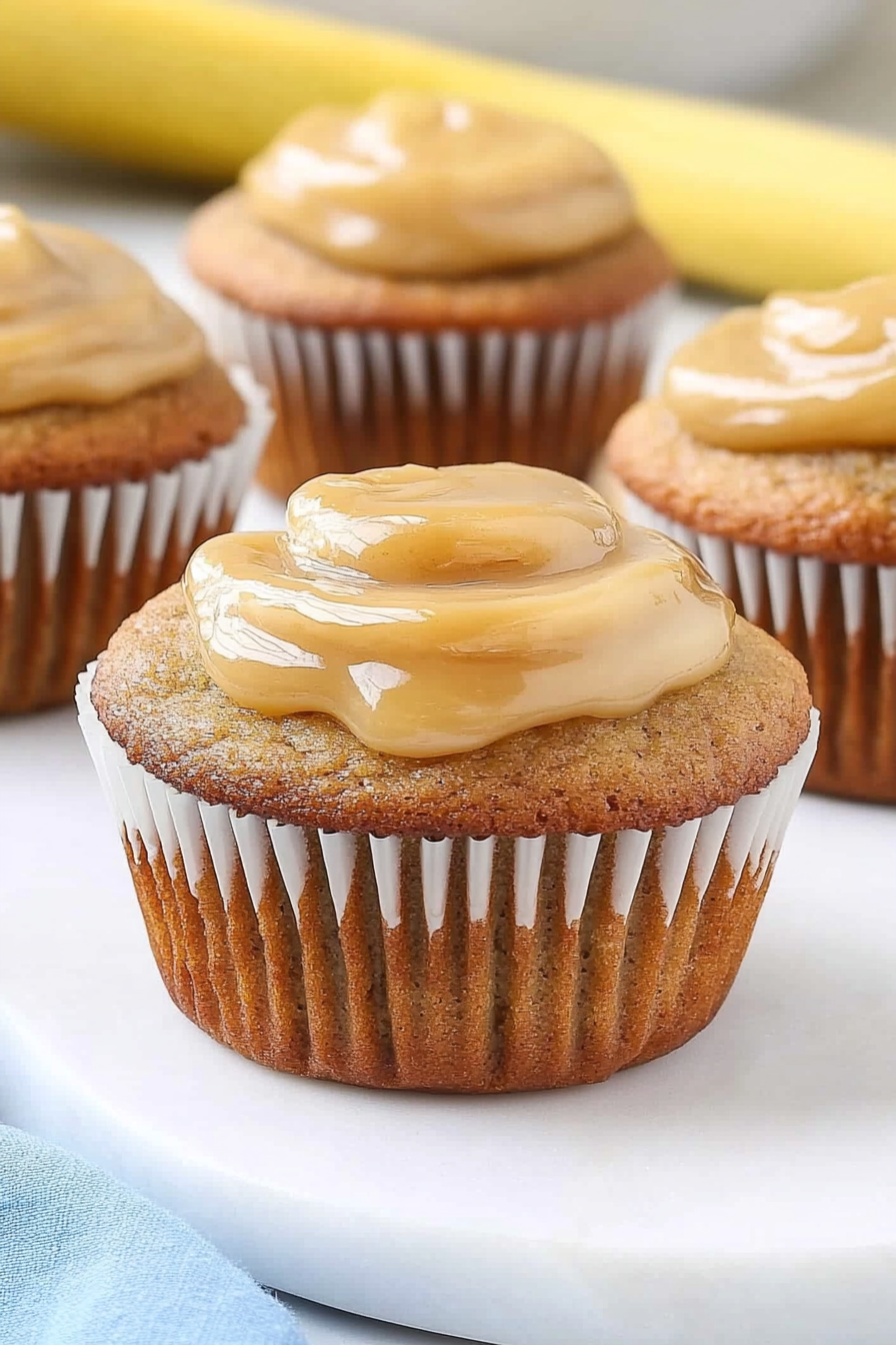 caramel banana muffins