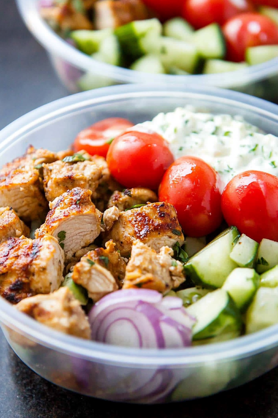 Greek chicken bowls