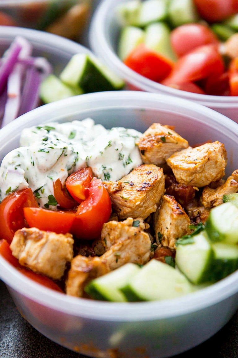 Greek chicken bowls