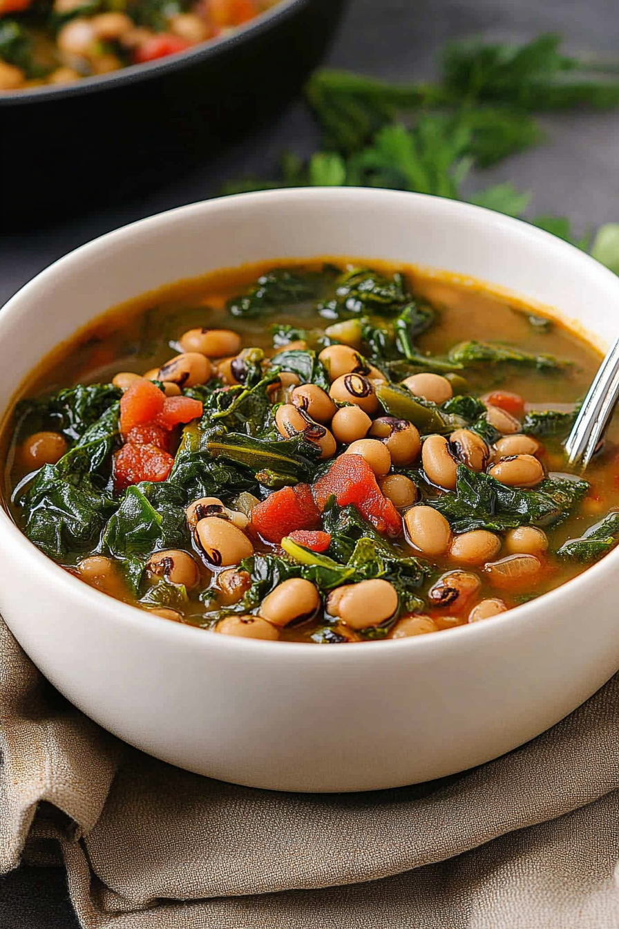 black eyed peas and greens