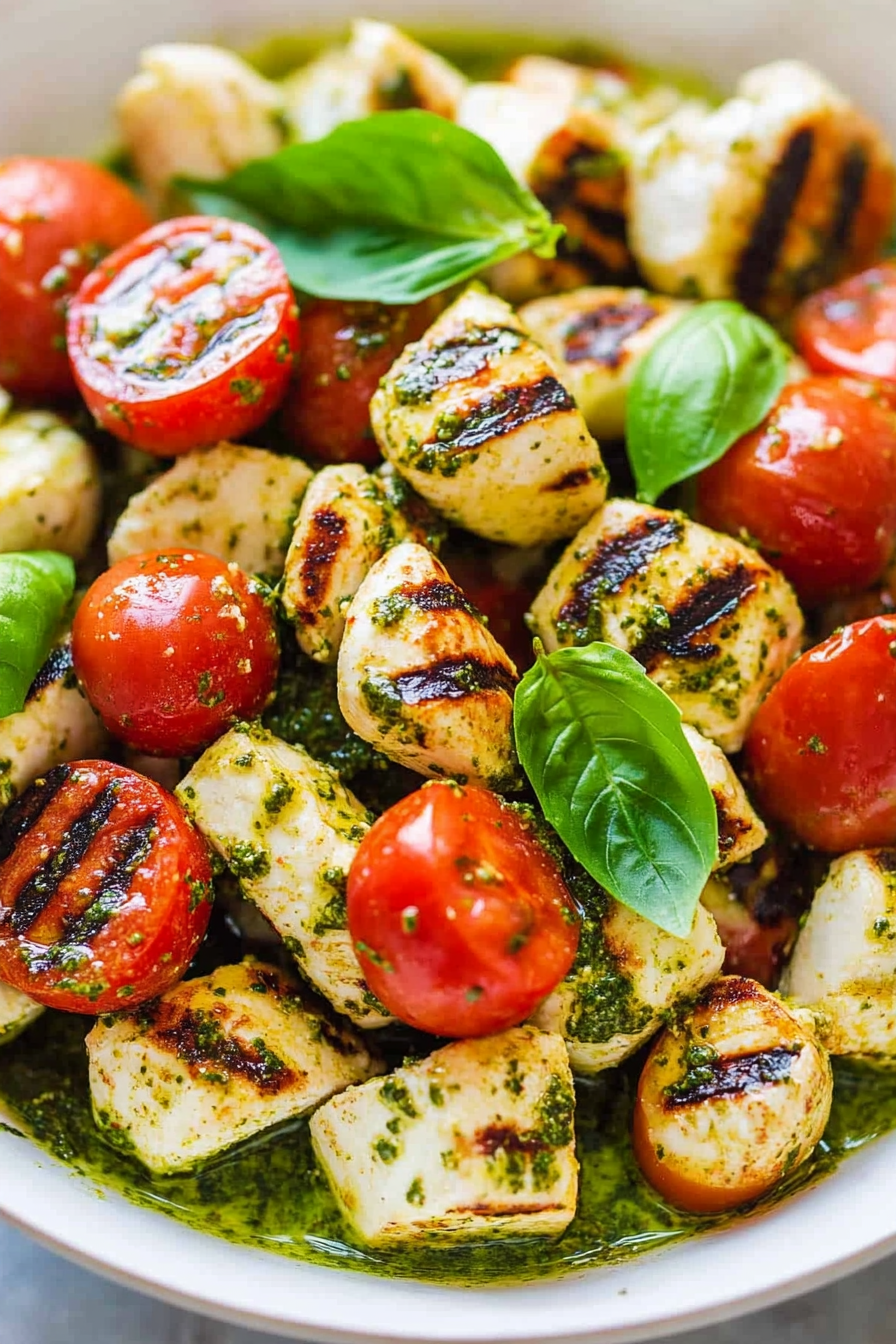 pesto chicken caprese salad