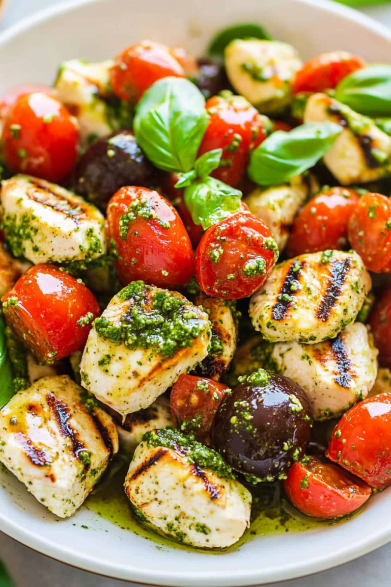 pesto chicken caprese salad