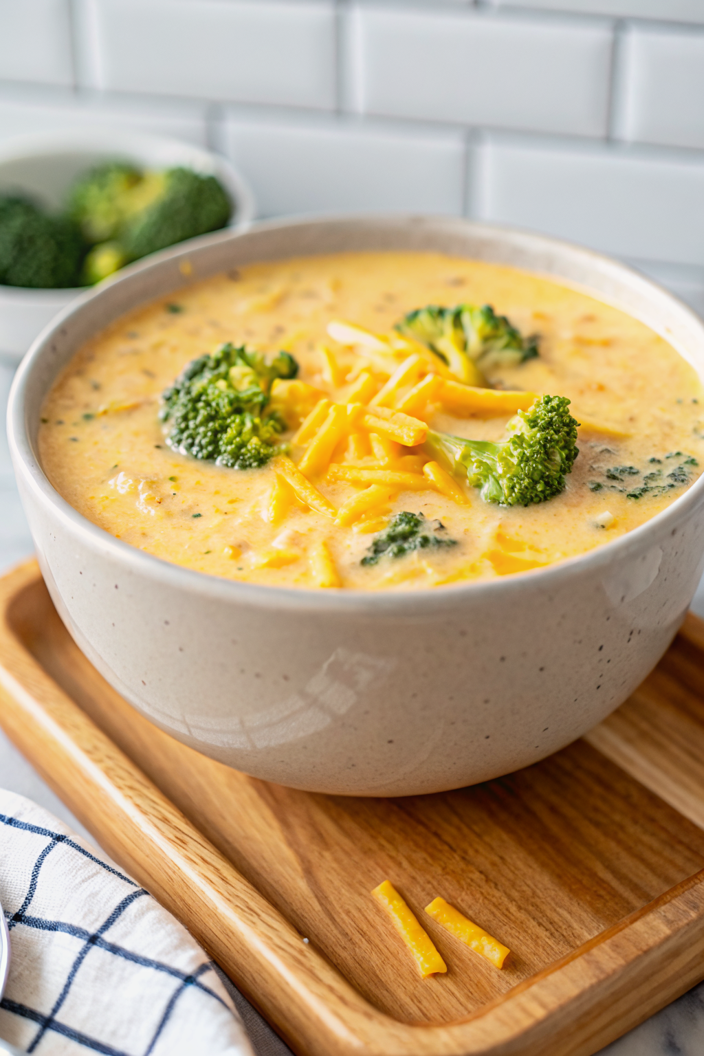 Best Broccoli Cheese Soup slice on plate showing perfect texture and swirl pattern