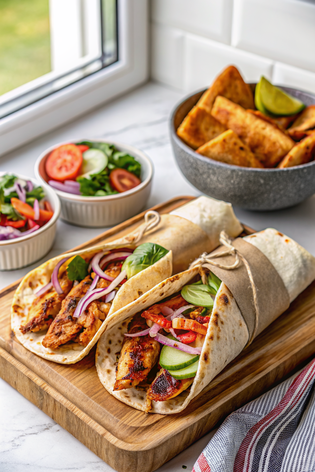 Chicken Shawarma ingredients organized and measured on kitchen counter