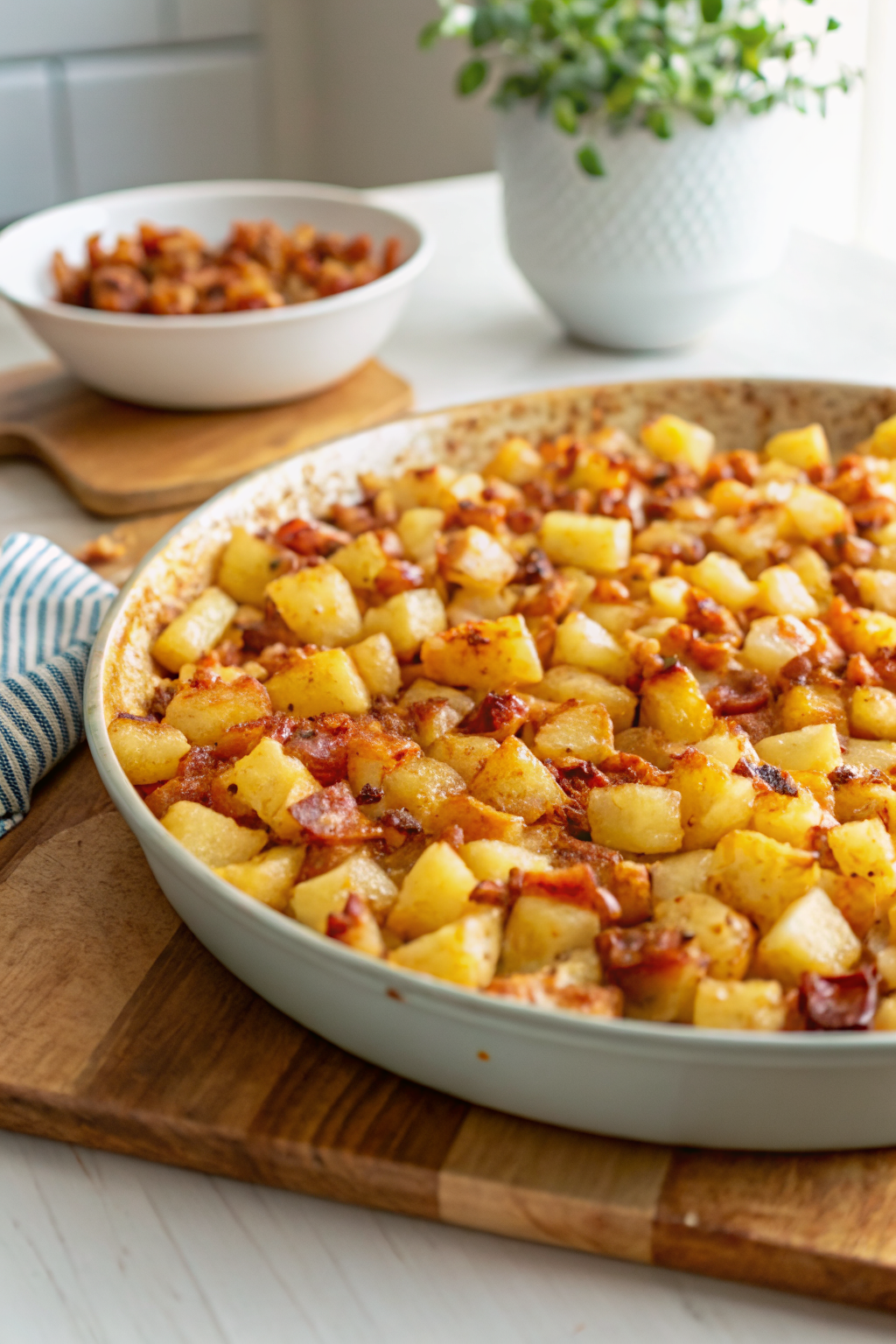 Crispy Cheese Bacon Potatoes slice on plate showing perfect texture and swirl pattern