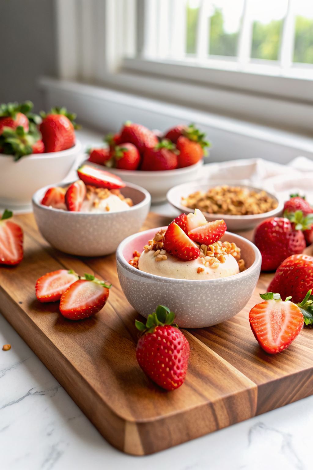 Cheesecake Deviled Strawberries slice on plate showing perfect texture and swirl pattern