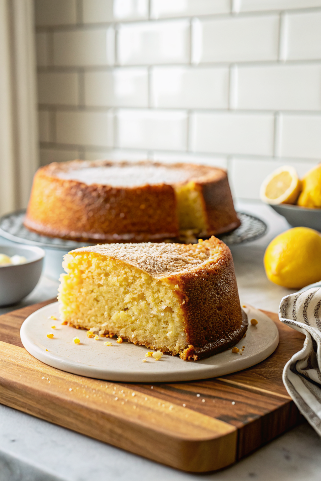 Lemon Bundt Cake ingredients organized and measured on kitchen counter