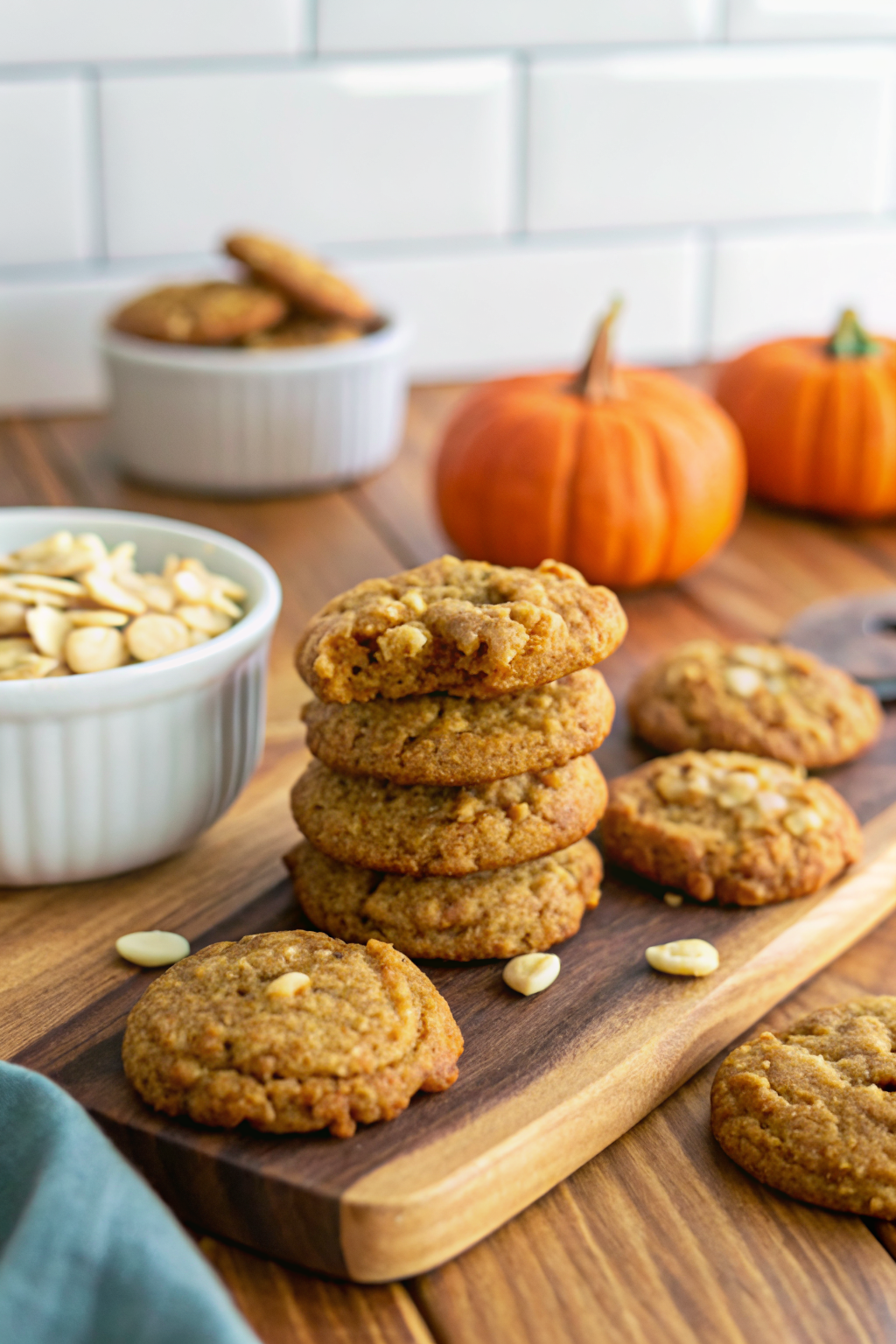 Keto Pumpkin Cookies beautifully presented from an overhead angle