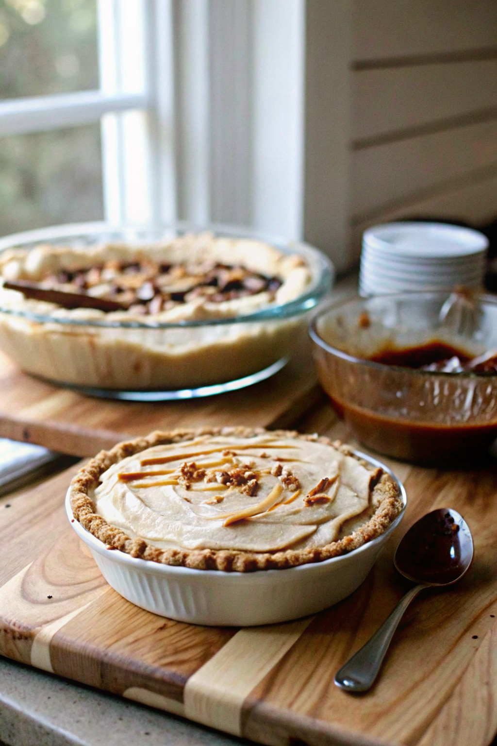 Peanut Butter Pie slice on plate showing perfect texture and swirl pattern