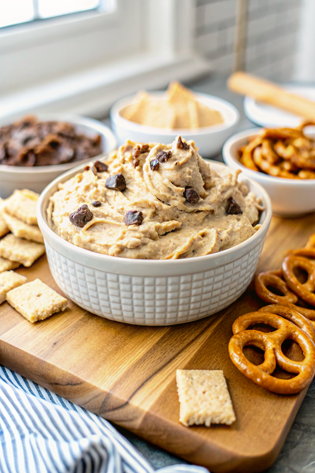 Reese's Peanut Butter Cookie Dough Dip ingredients organized and measured on kitchen counter