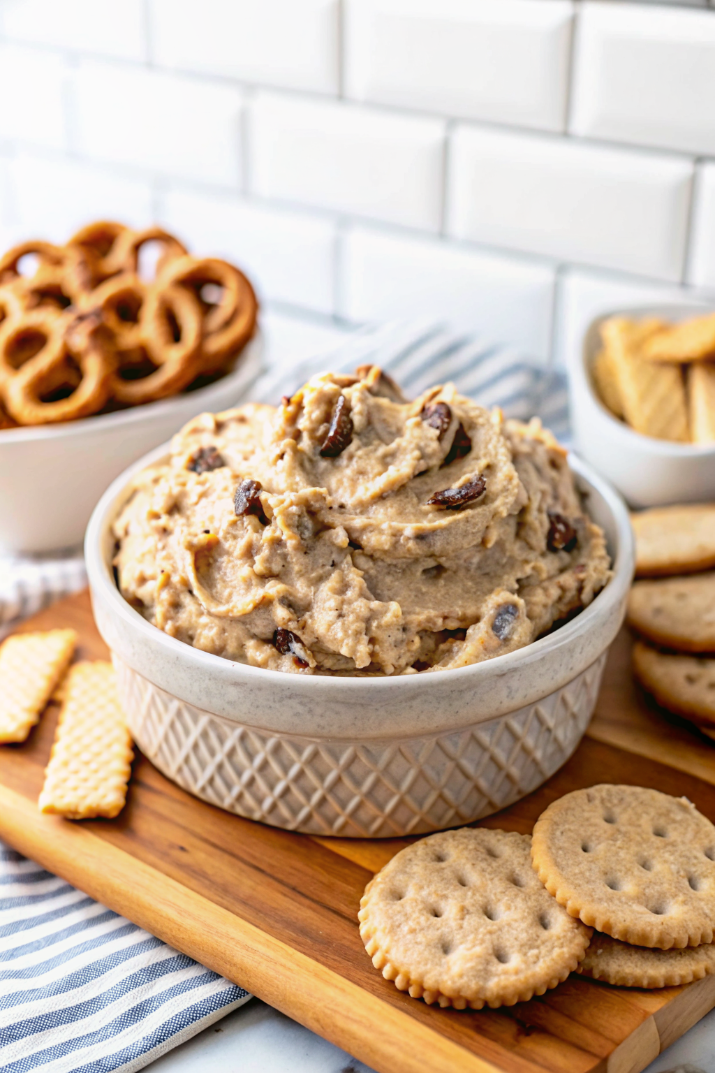 Reese's Peanut Butter Cookie Dough Dip slice on plate showing perfect texture and swirl pattern
