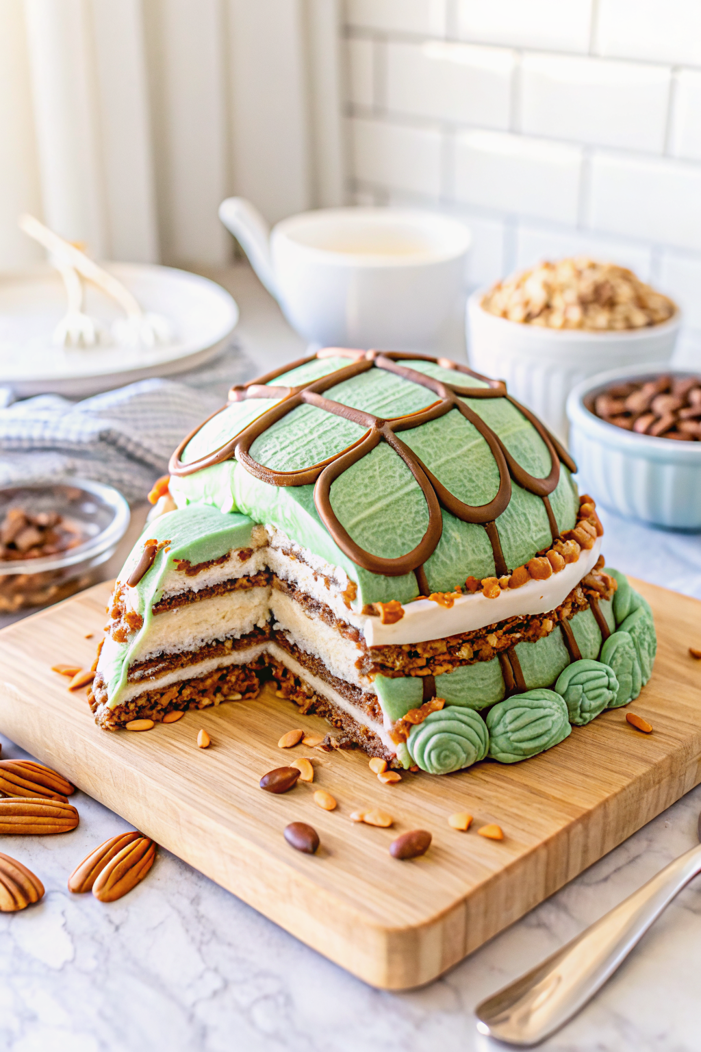 Turtle Ice Cream Sandwich Cake